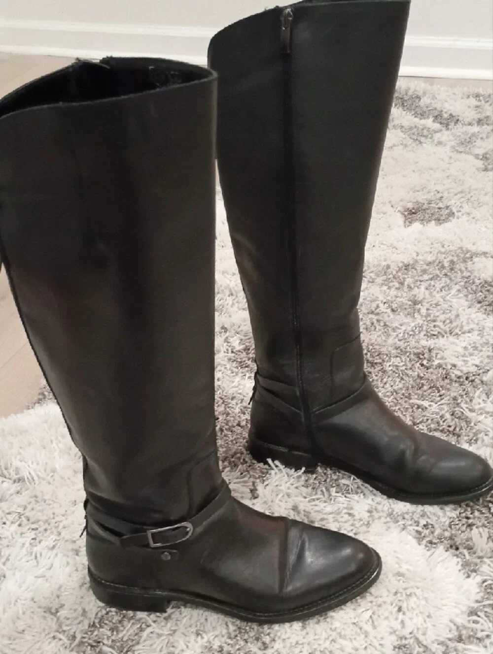 Franco Sarto Black Over-the-Knee Riding Boots with Ankle Strap